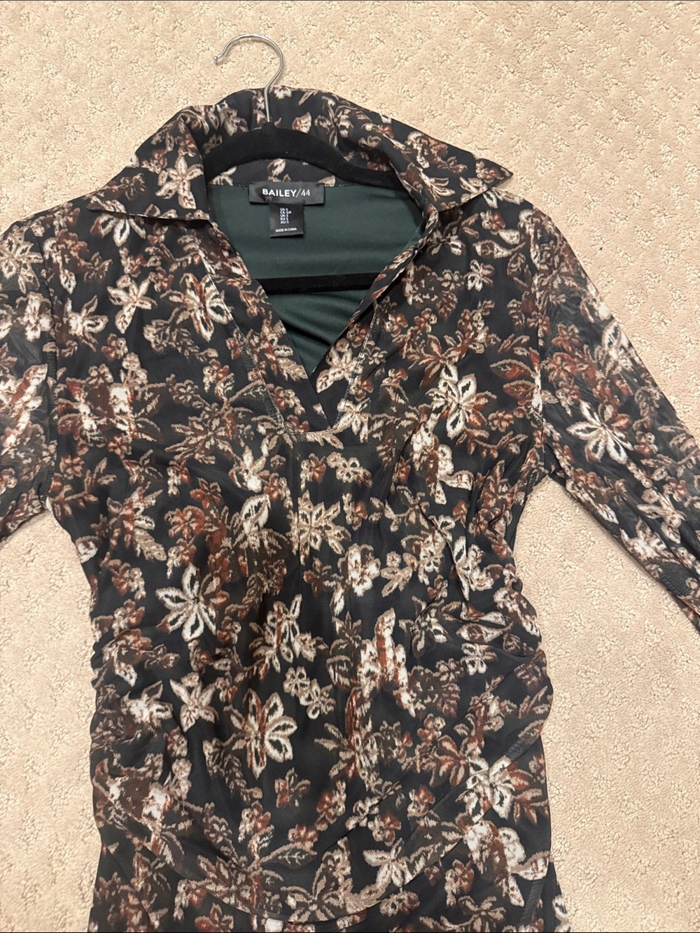 Bailey 44 Black Floral Maxi Dress with Brown and Cream Accents